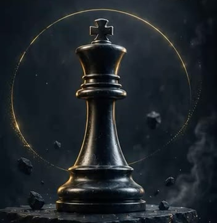 Un grand roi noir, entouré d'un cercle doré